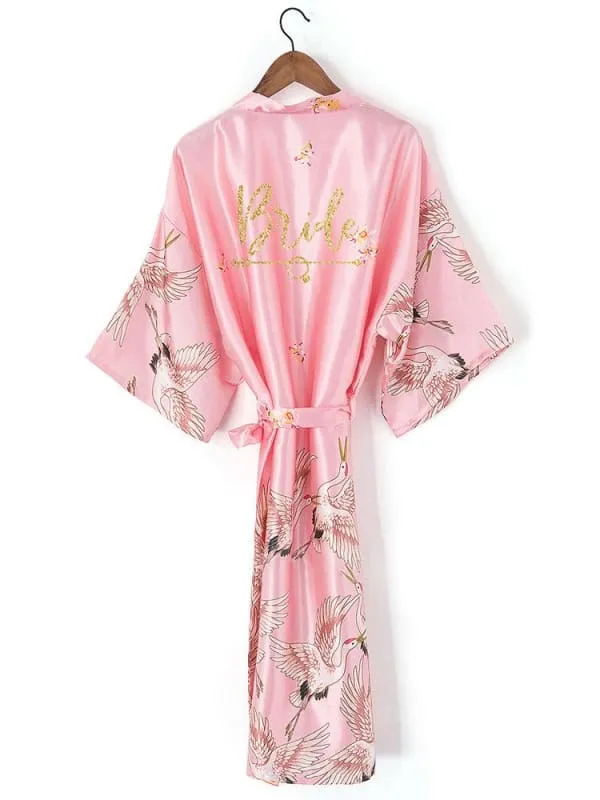 A| Personalized Bride Bridesmaid Robes Glitter Print Robes