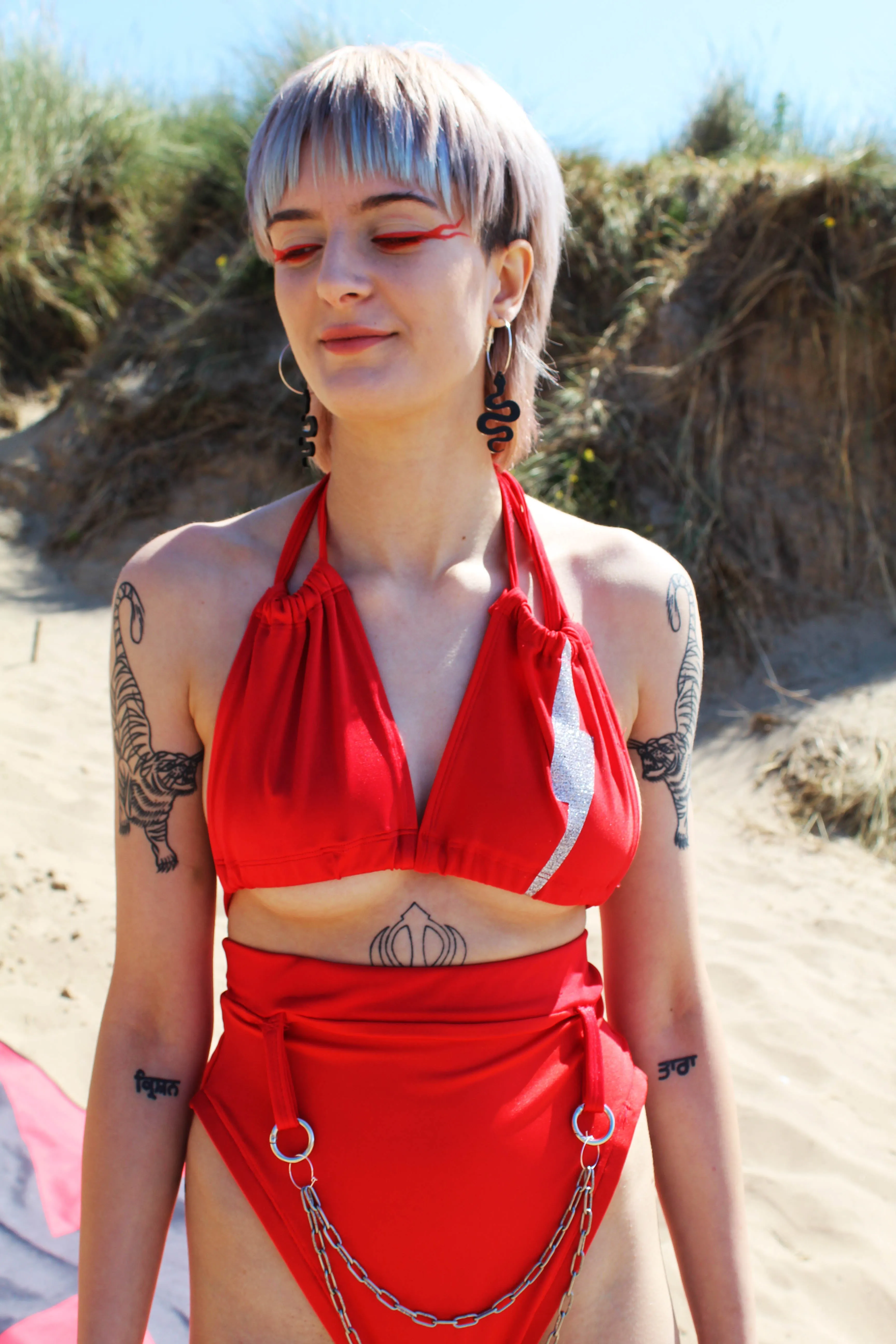 'Aladdin Sane' Red Bikini Top
