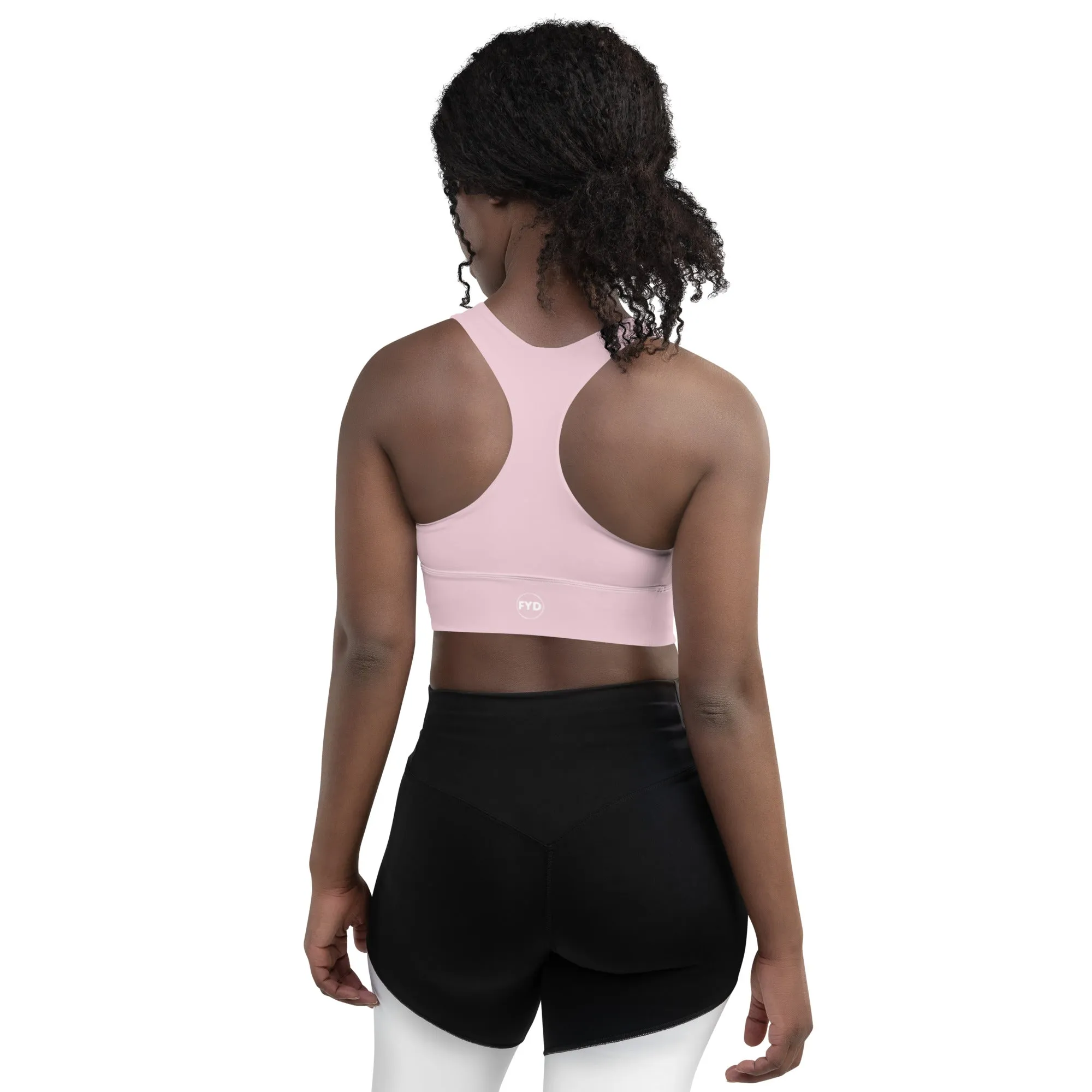 FYD Longline Sports Bra in pastel pink