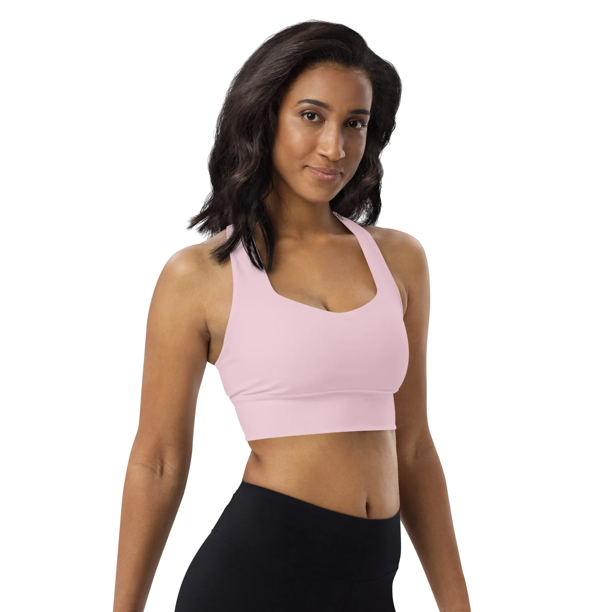 FYD Longline Sports Bra in pastel pink