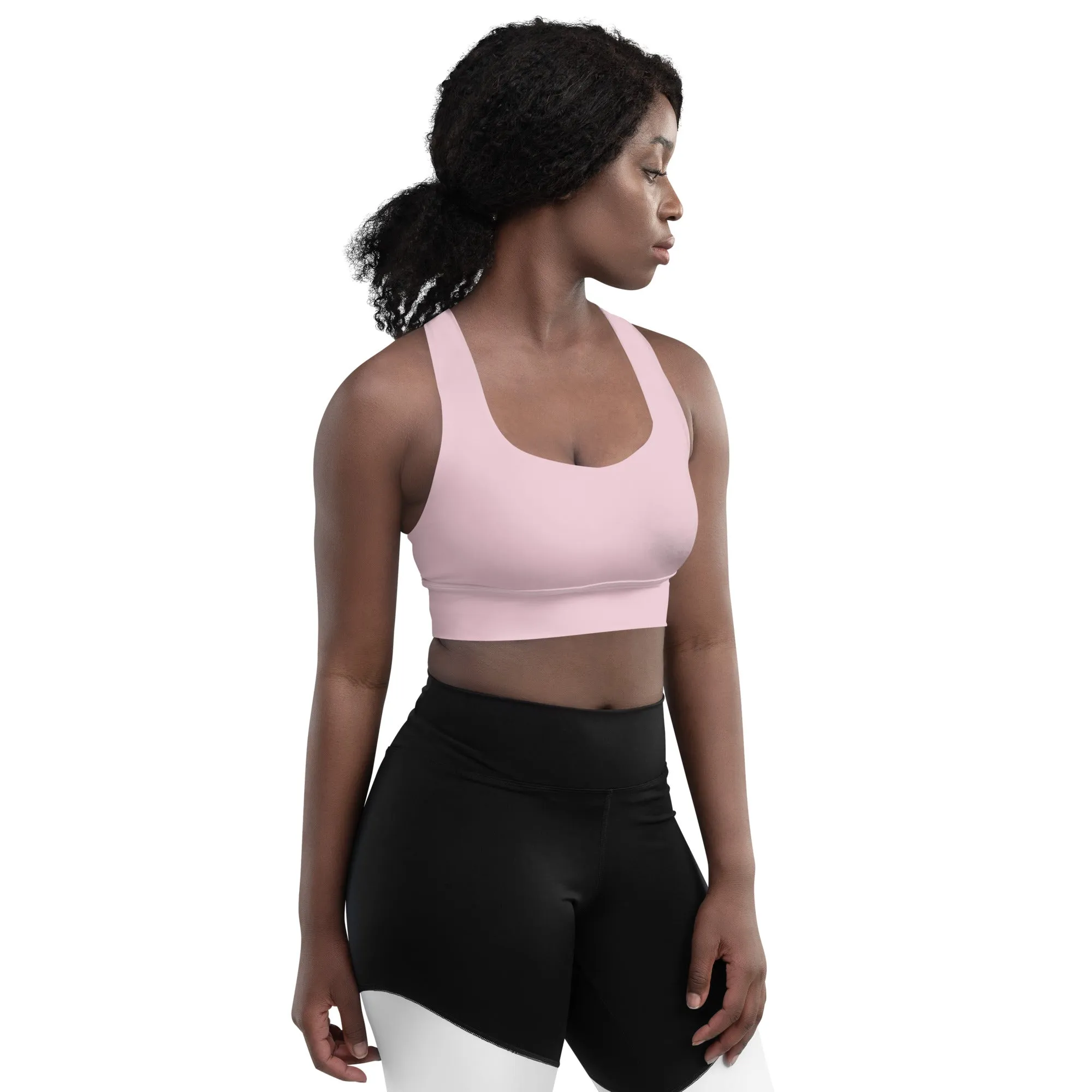 FYD Longline Sports Bra in pastel pink
