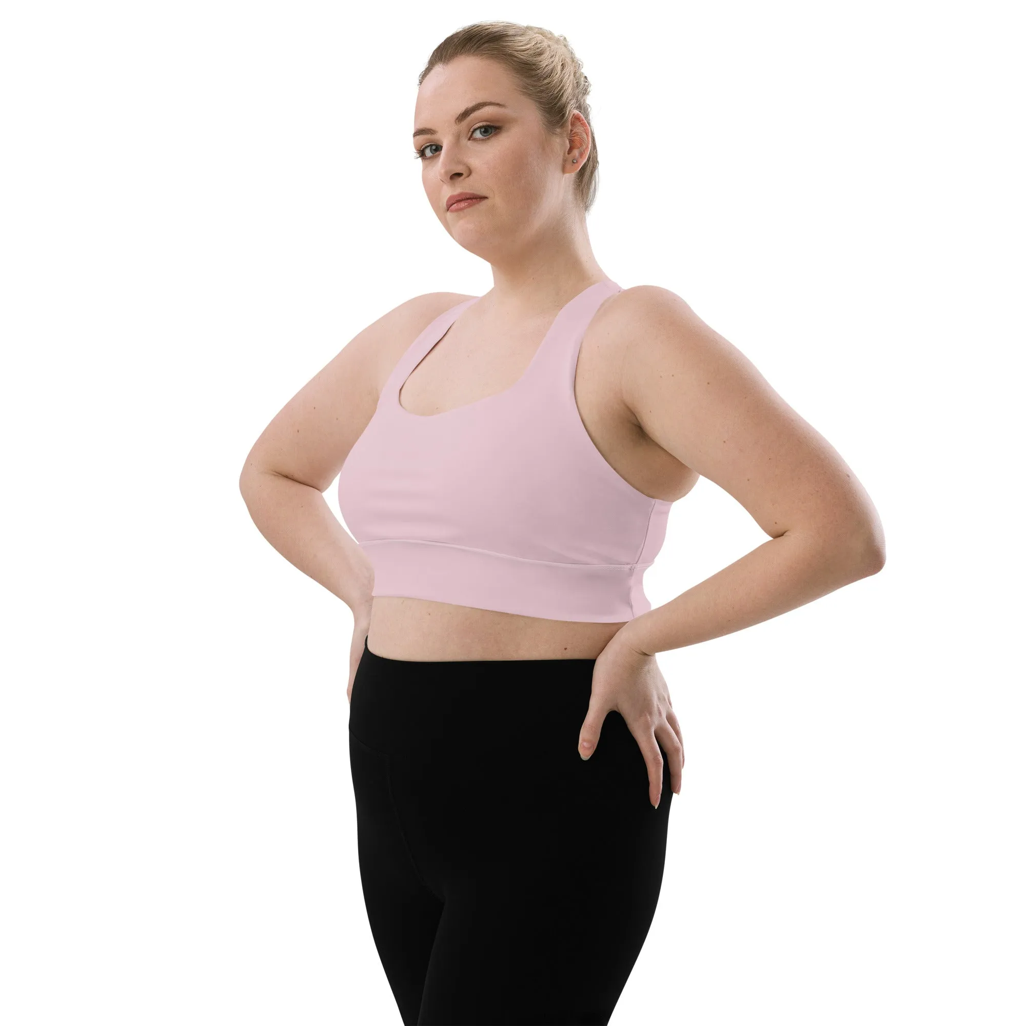 FYD Longline Sports Bra in pastel pink