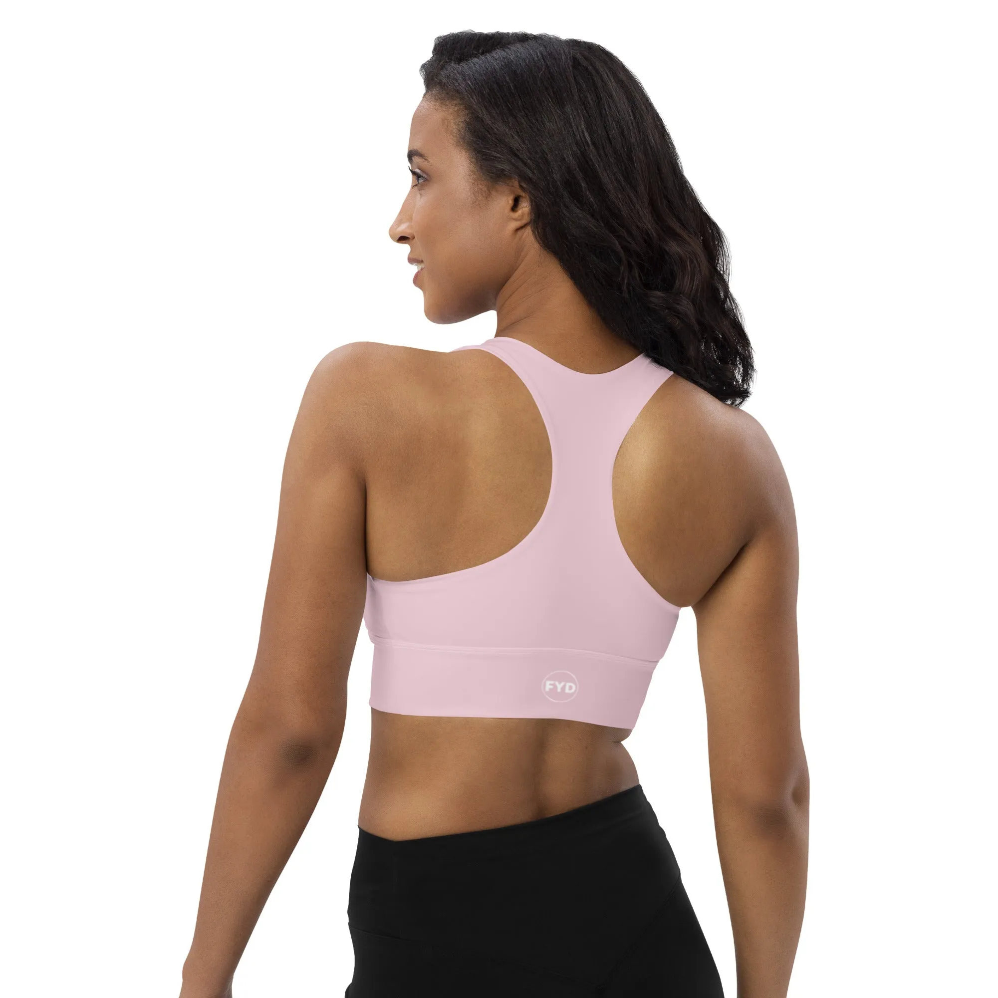 FYD Longline Sports Bra in pastel pink