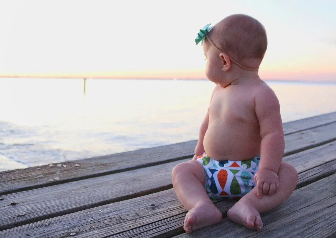 Nageuret Infant Reusable Swim Diaper Fish- Red, Green & Blue  Adjustable 0-3 Years