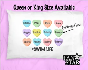 Personalized Swim Hearts Microfiber Pillowcase Perfect for Valentine's Day