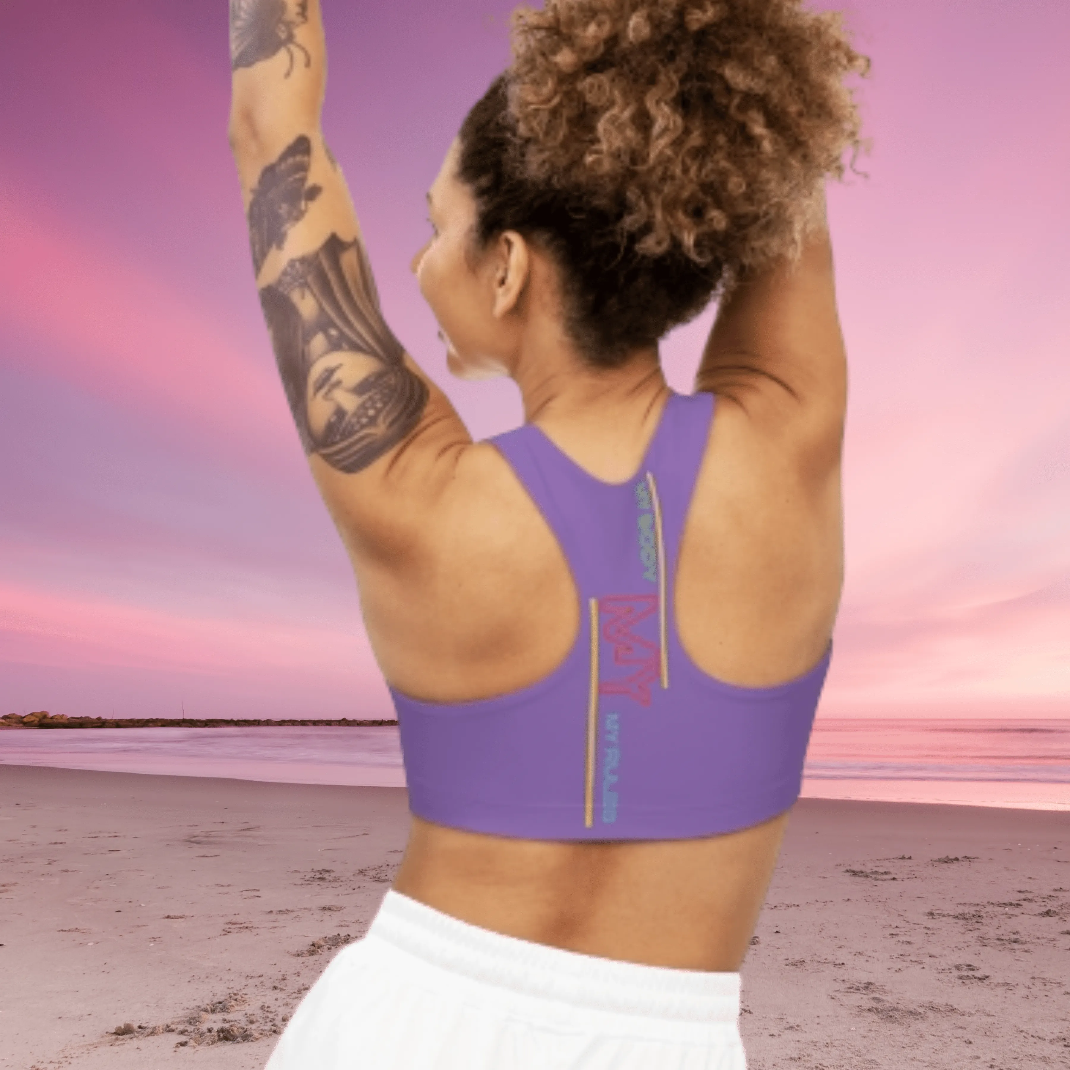 Sports Bra ( My body My rules ) Purple