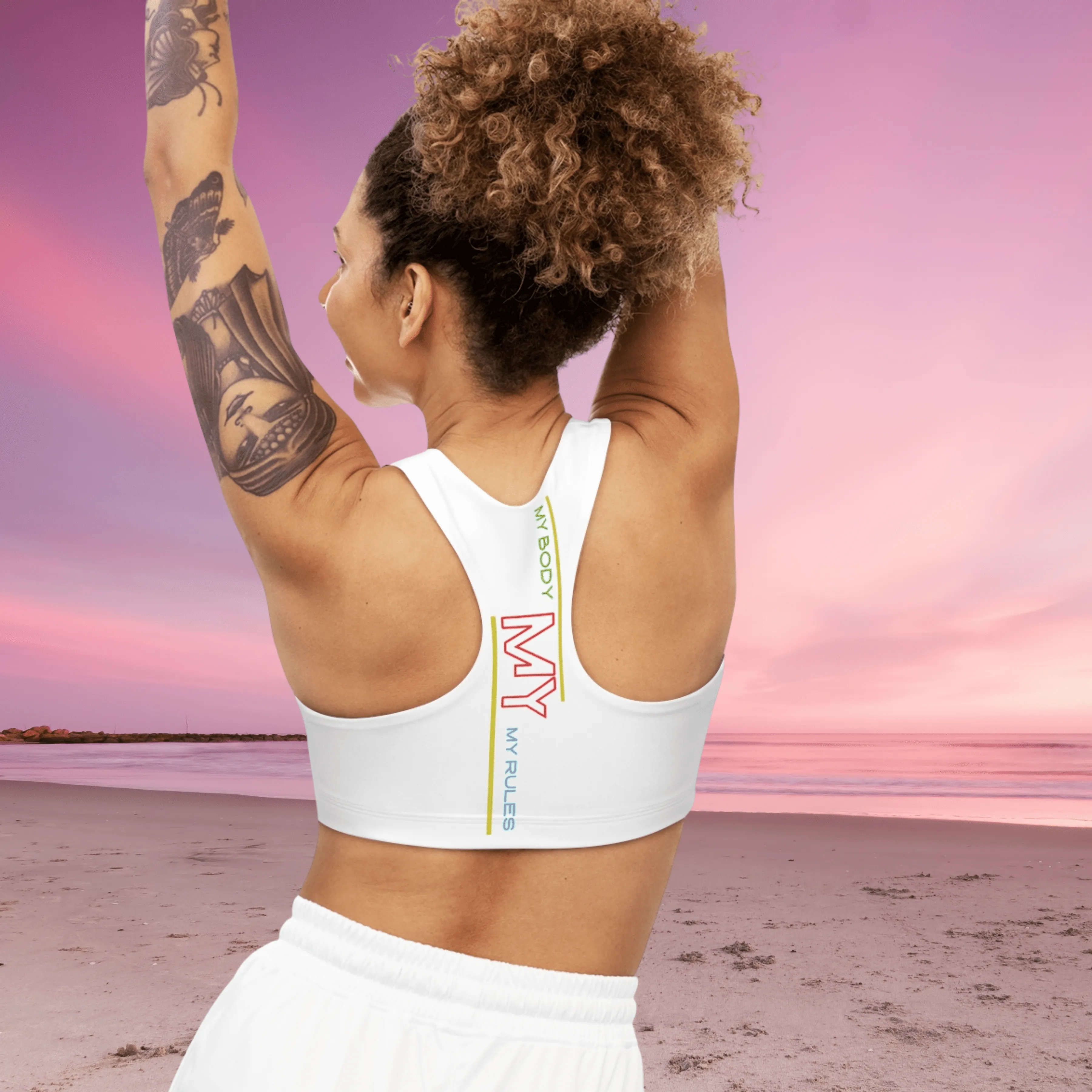 Sports Bra ( My body My rules ) White