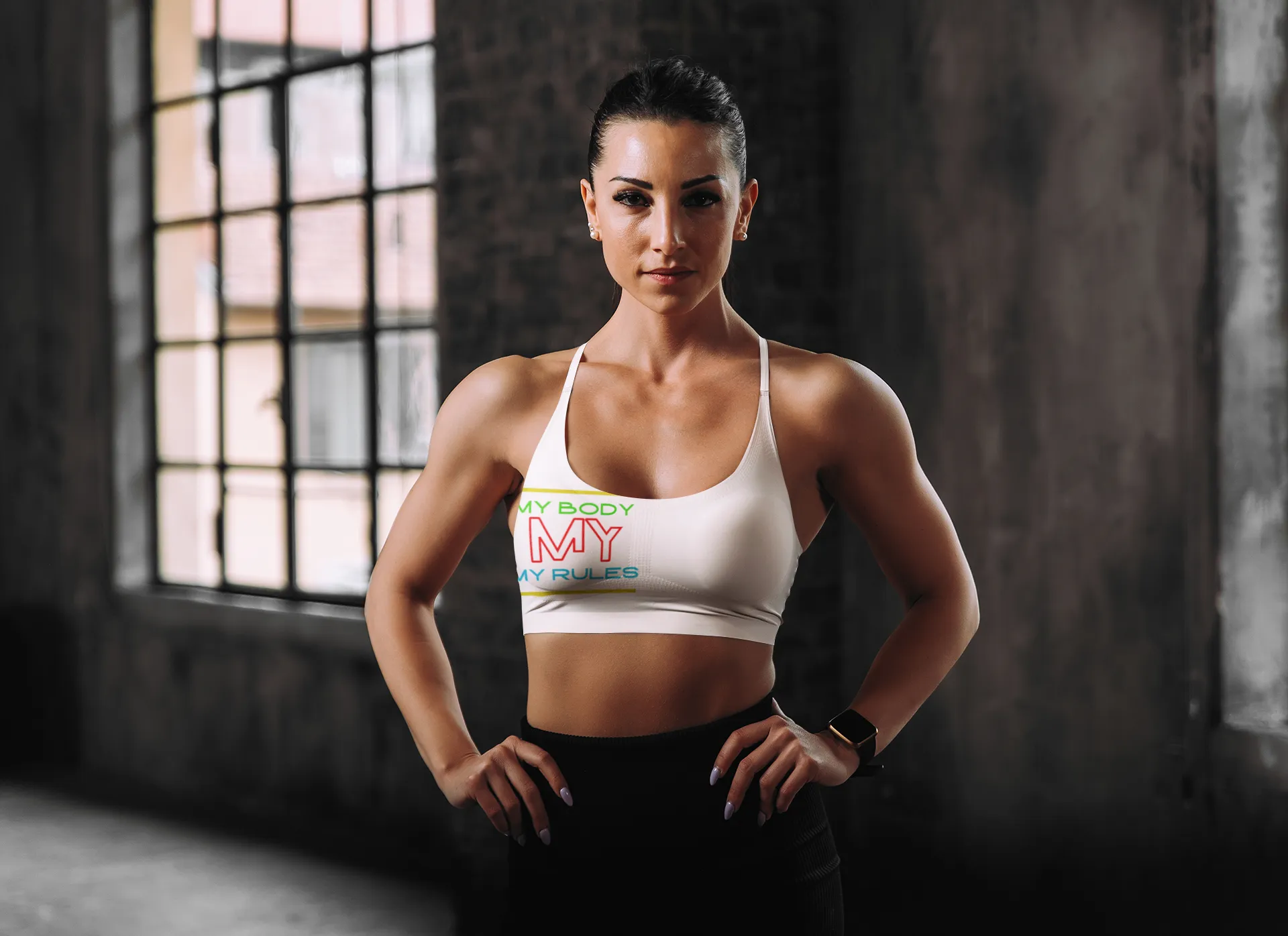 Sports Bra ( My body My rules ) White