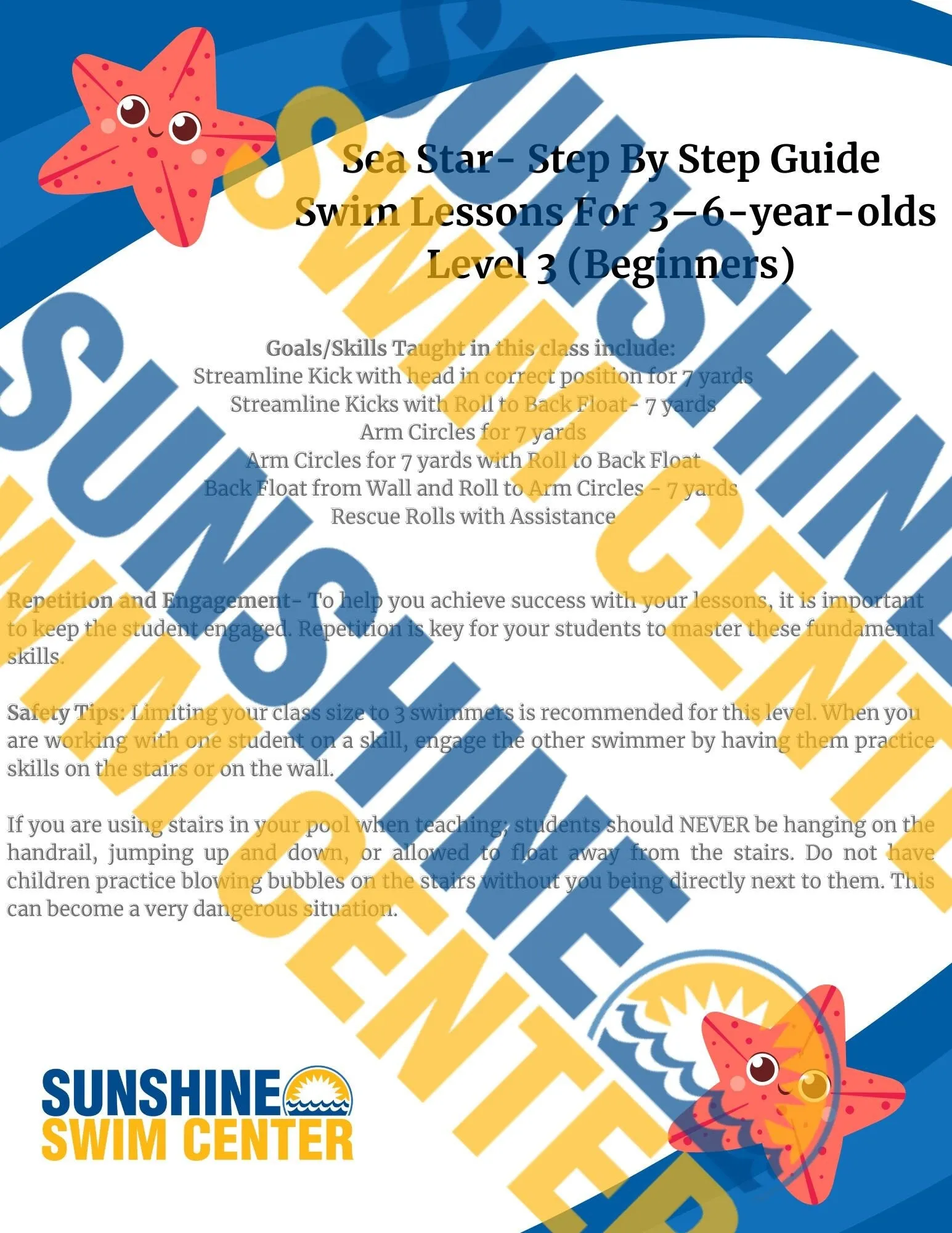 Teach Your Child to Swim- Preschool & School Aged Level 3