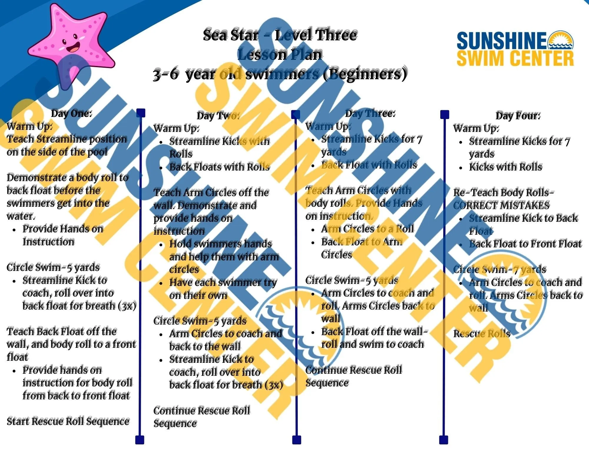 Teach Your Child to Swim- Preschool & School Aged Level 3