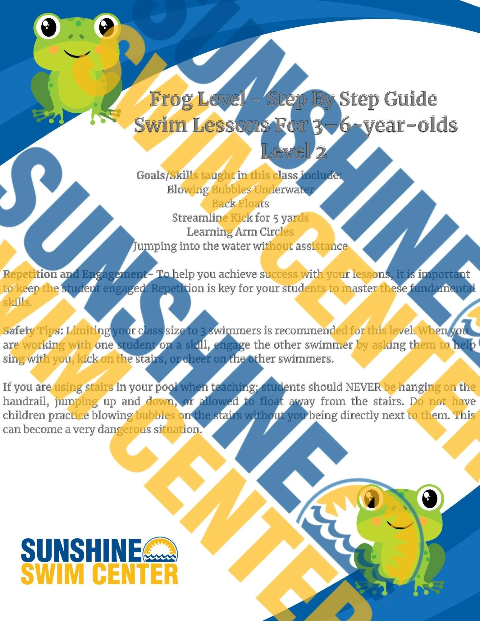 Teach Your Child to Swim- Preschool Level 2