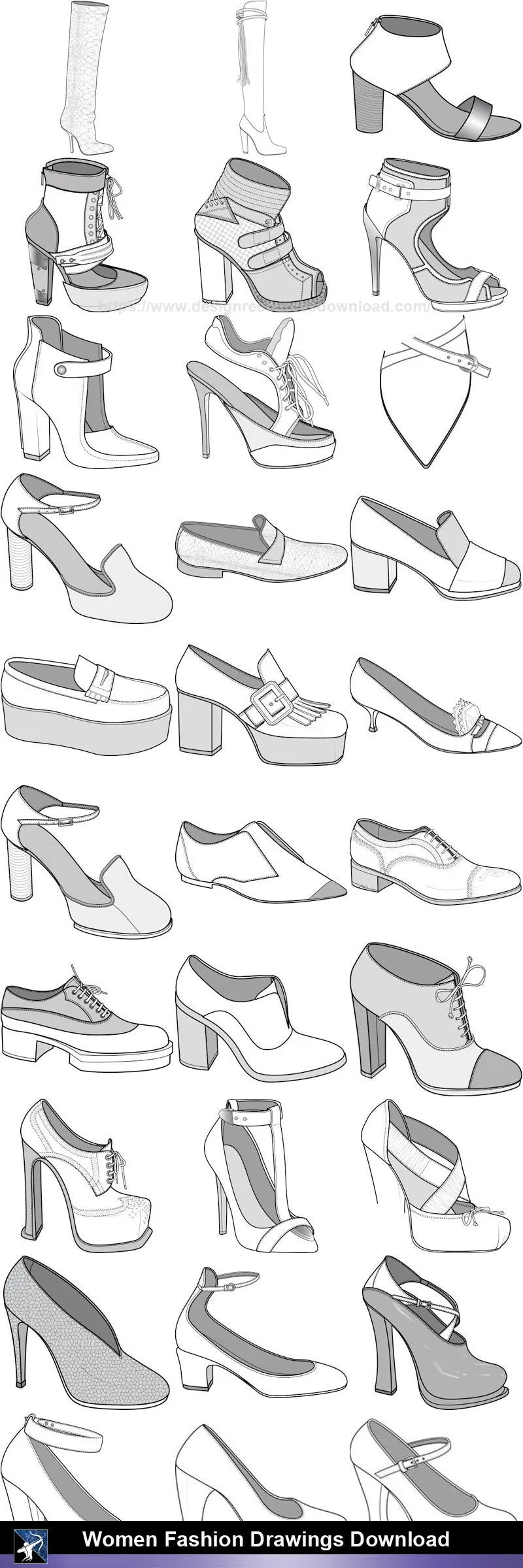 ★Women Fashion Drawings Download  V.5-Women Dresses,Tops,Skirts,Shoes Design Drawings