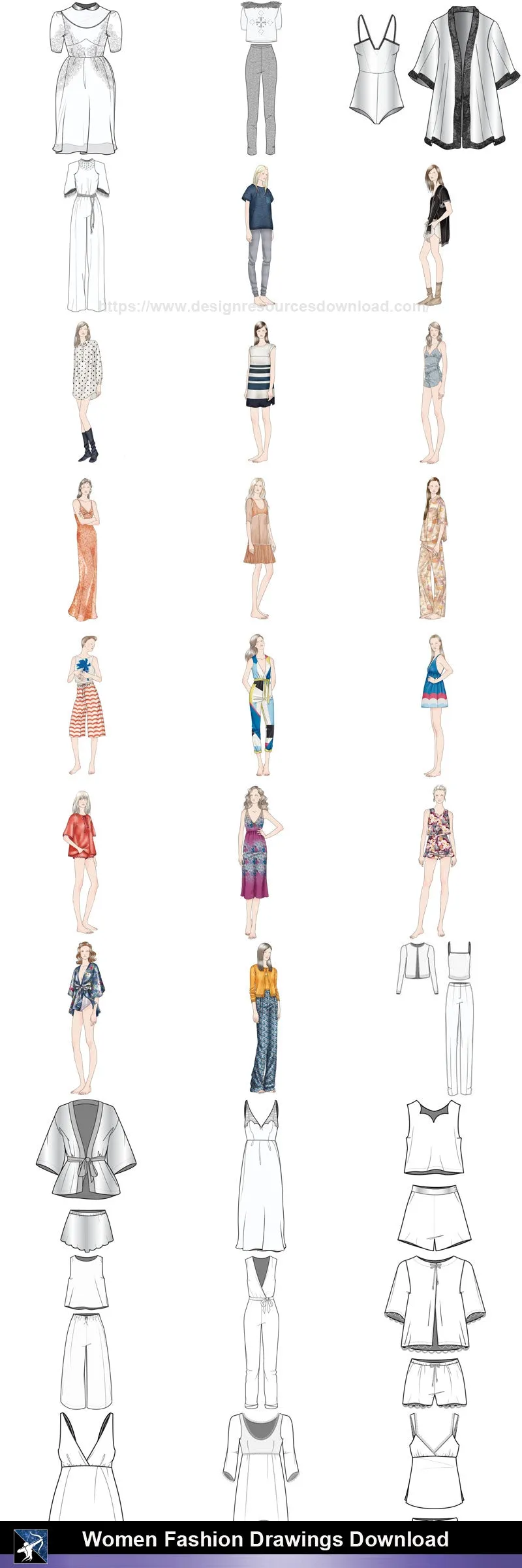 ★Women Fashion Drawings Download  V.5-Women Dresses,Tops,Skirts,Shoes Design Drawings