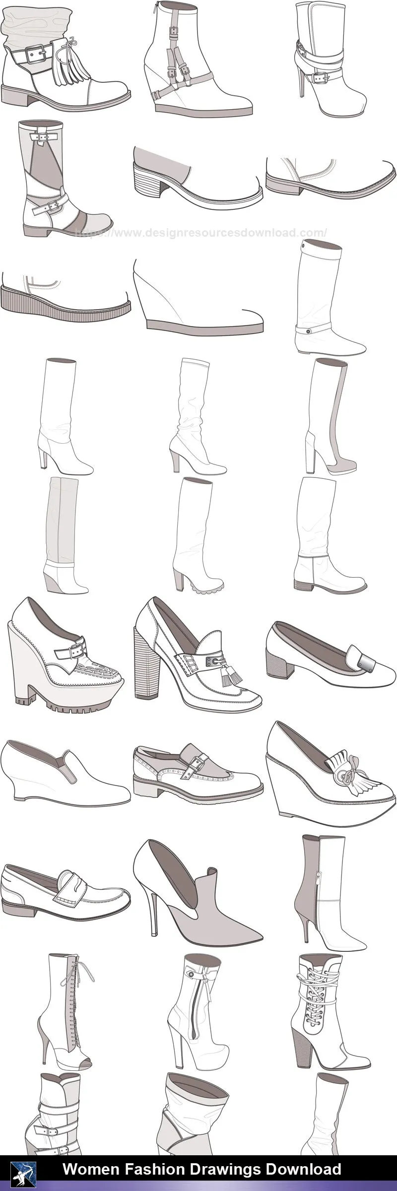 ★Women Fashion Drawings Download  V.6-Women Dresses,Tops,Skirts,Shoes Design Drawings
