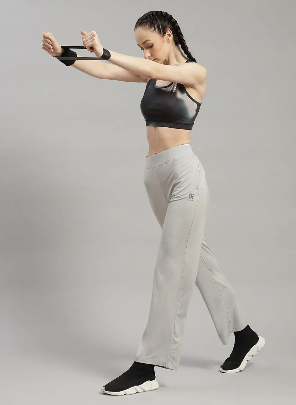 Women Grey Solid Trackpant