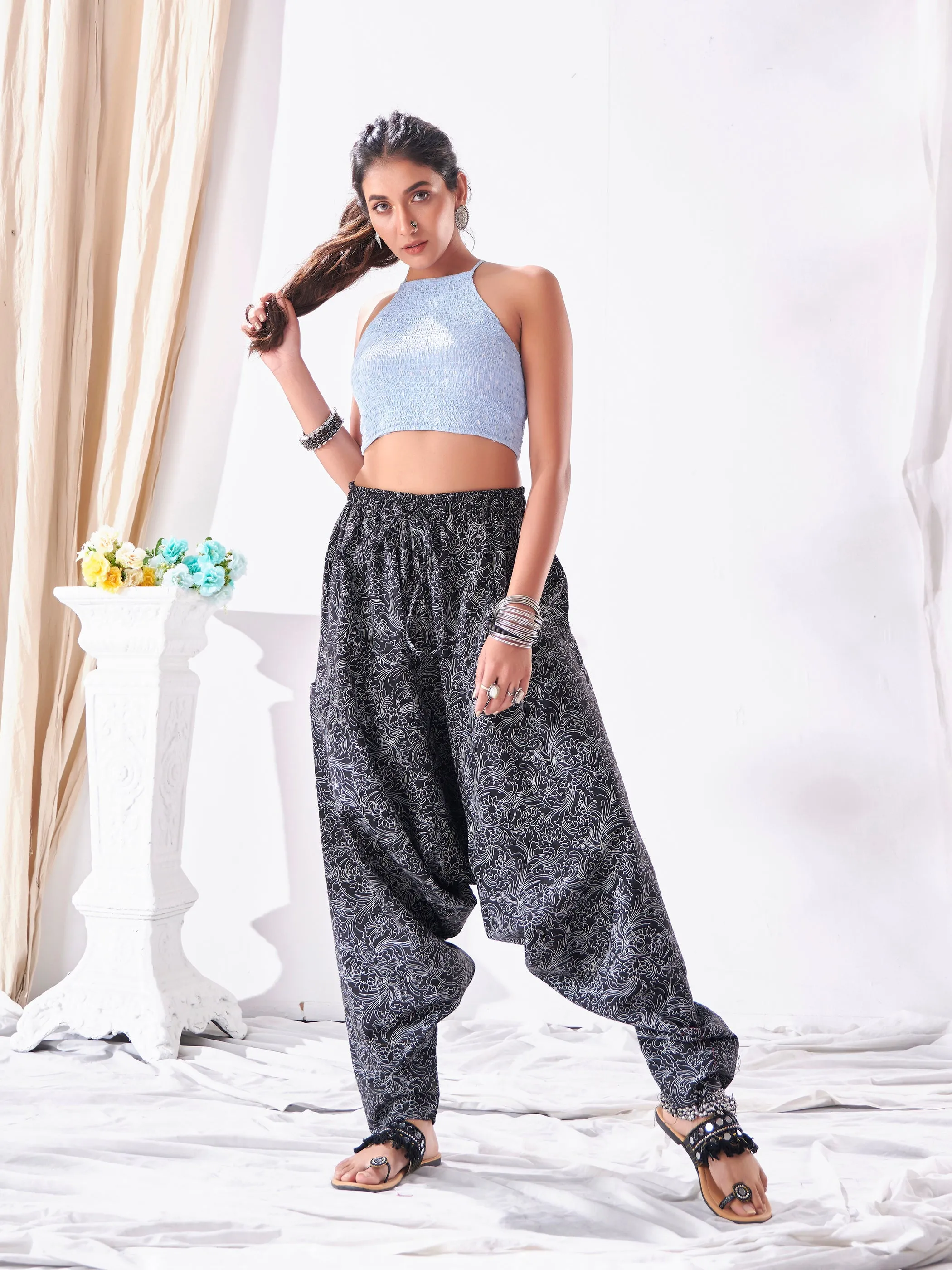 Women's Ankled Floral Print Hippy Boho Harem Pants