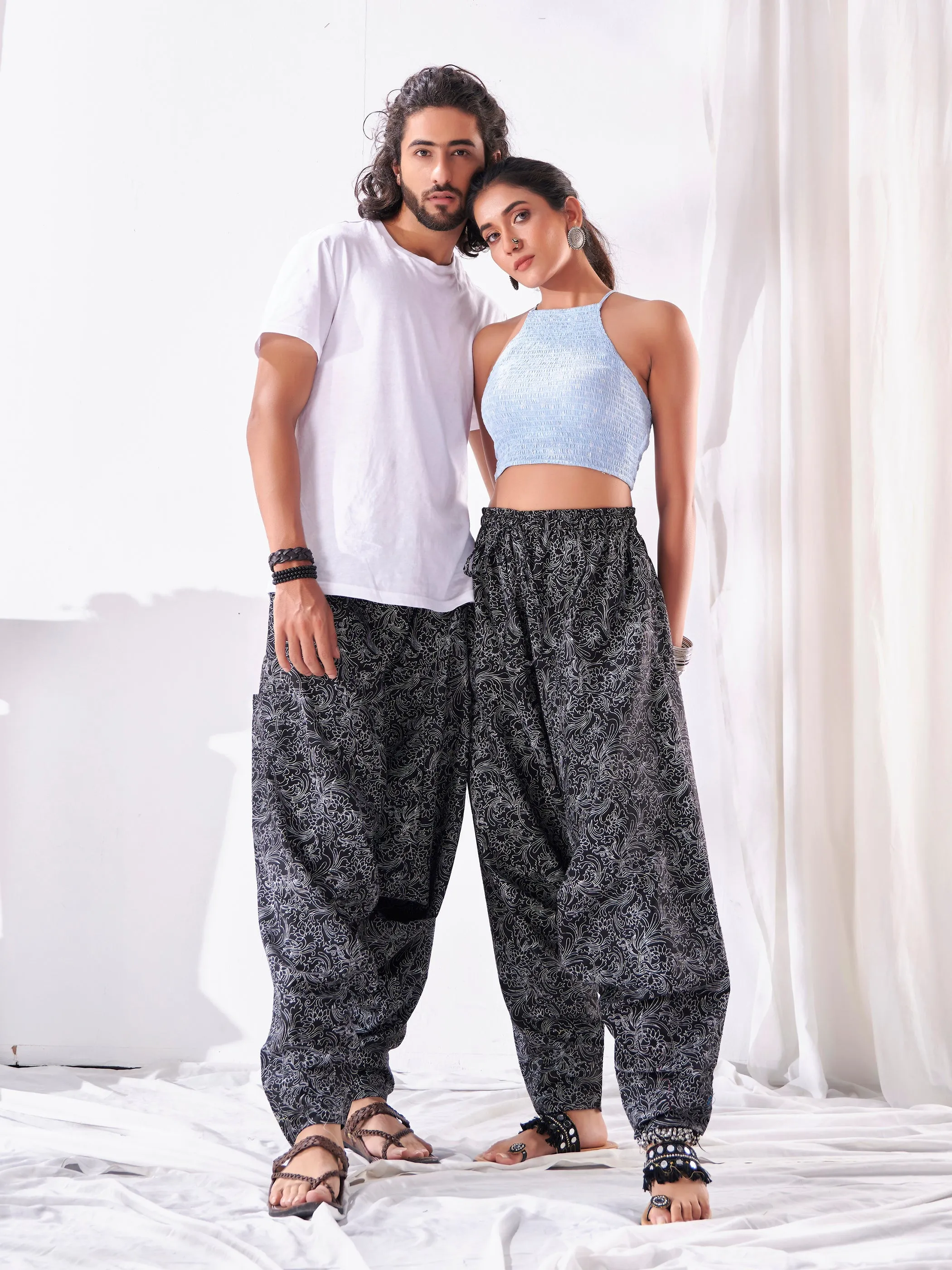 Women's Ankled Floral Print Hippy Boho Harem Pants